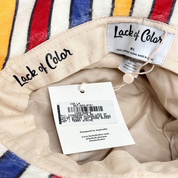 LACK OF COLOR Shore Bucket Hat Terry Stripe Womens M L NEW Multicolor